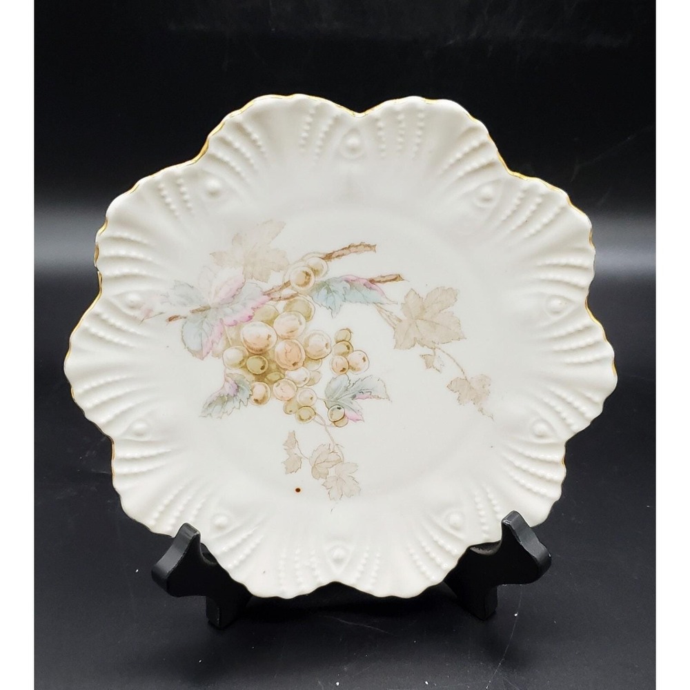 Antique CARLSBAD Austria BFHS‎ China Floral Leaf Shaped Decorative Plate 7.25"